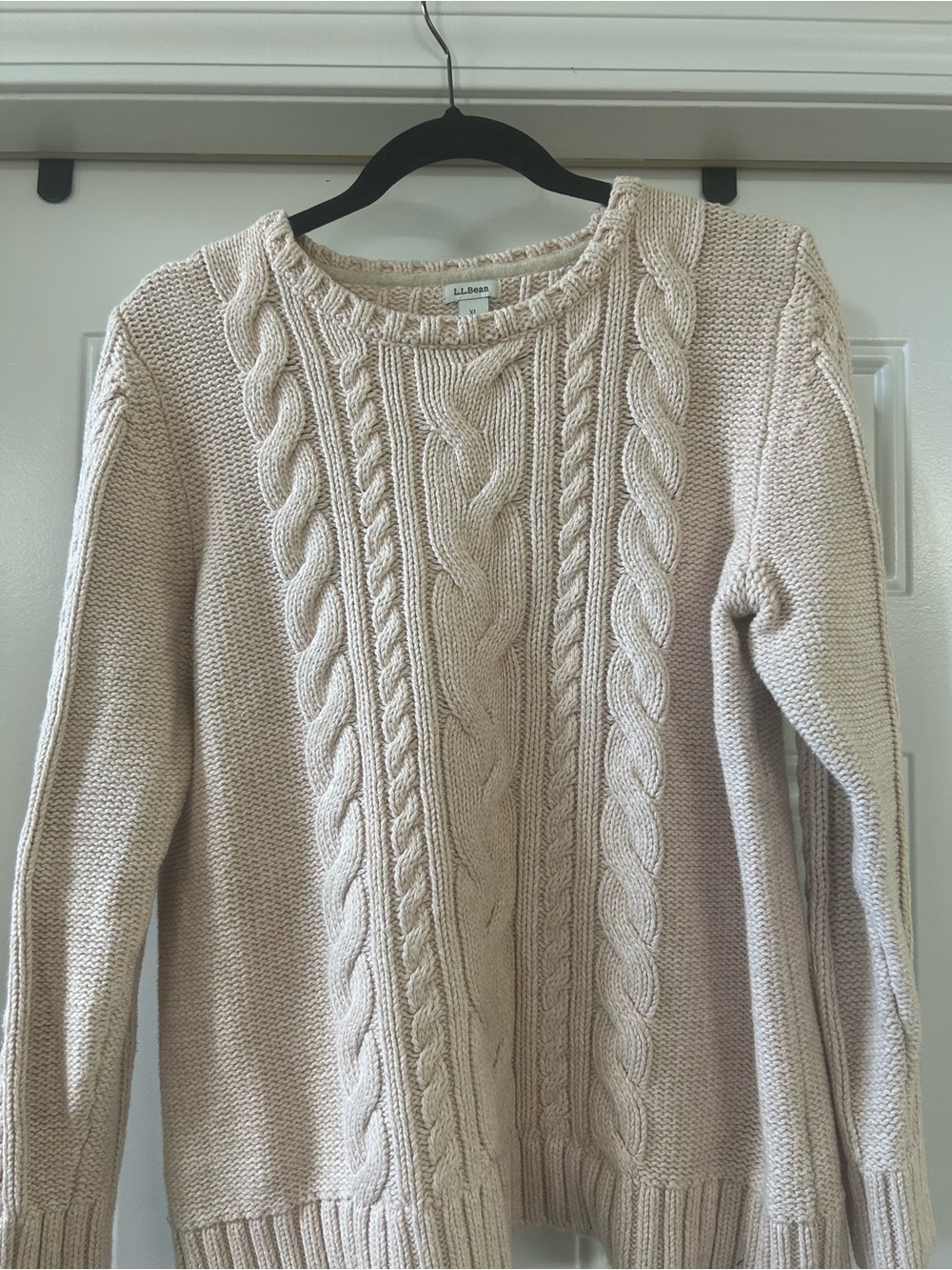 L.L. Bean Women's Cable-Knit Crewneck Sweater - Light Cream
